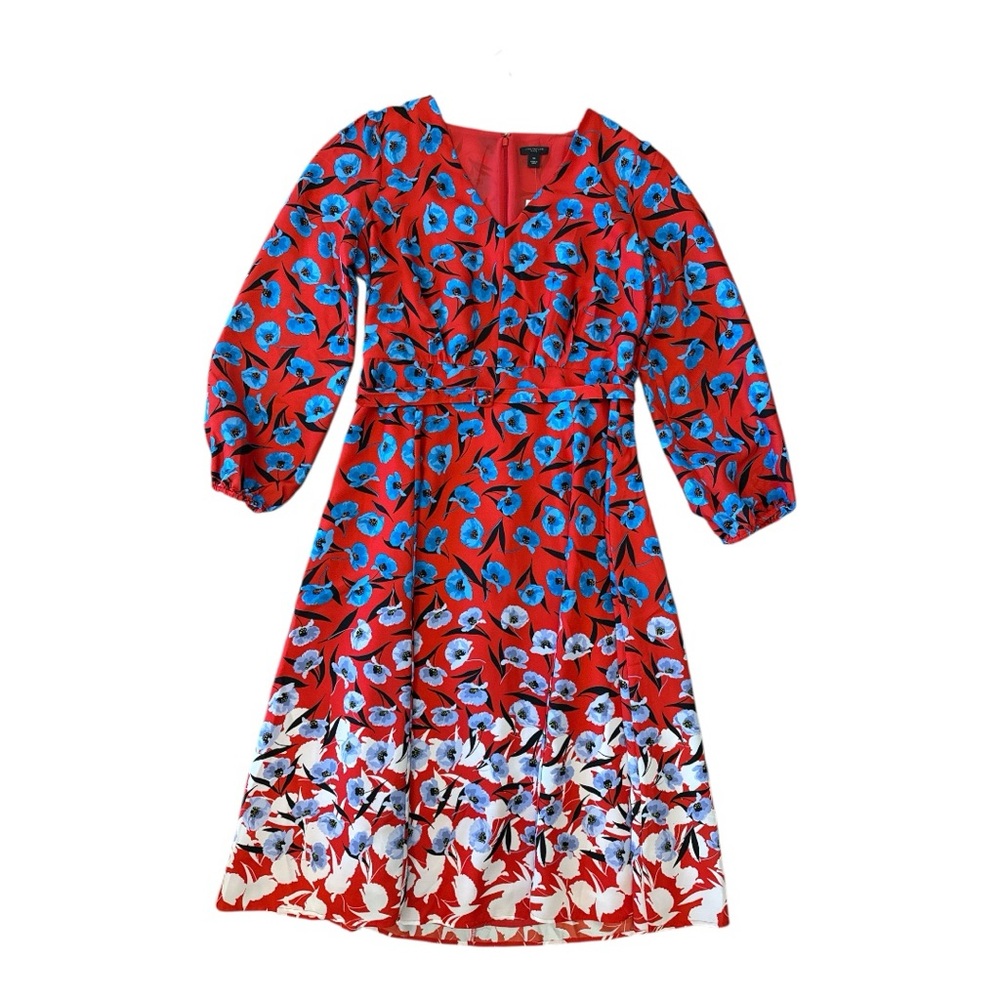 NWT Ann Taylor Petite Red Floral Dress in size 10P - Picture 4 of 10